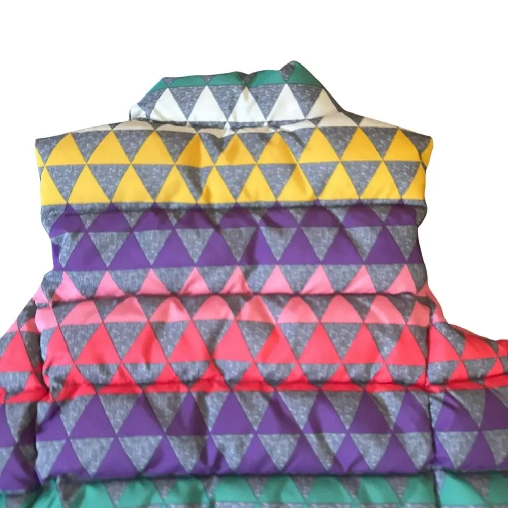 Baby GAP Quilted Puffer Vest Colorful Graphic Pattern Funnel Neck Full 4 Years